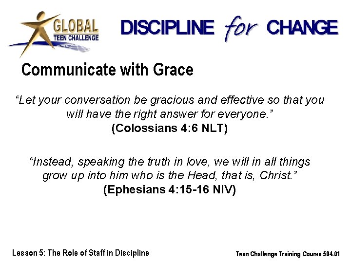 Communicate with Grace “Let your conversation be gracious and effective so that you will