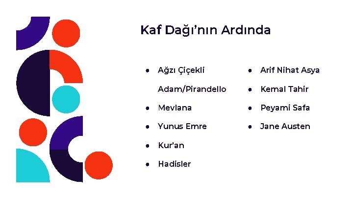 Kaf Dağı’nın Ardında Ağzı Çiçekli ● Arif Nihat Asya Adam/Pirandello ● Kemal Tahir ●