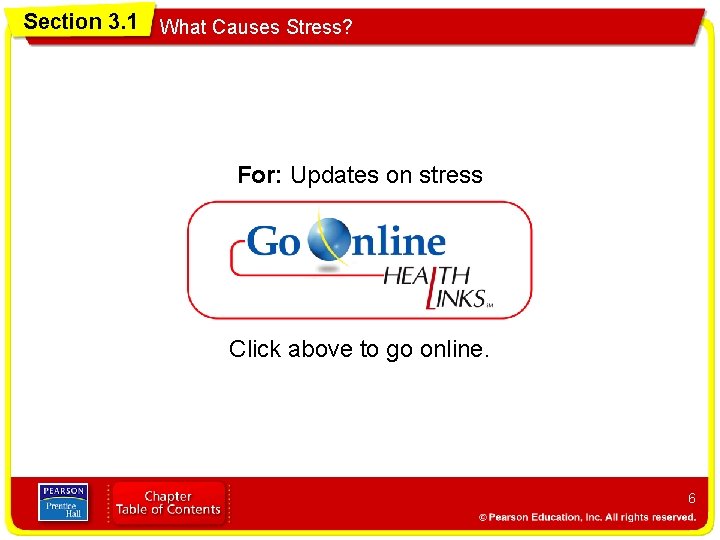 Section 3. 1 What Causes Stress? For: Updates on stress Click above to go