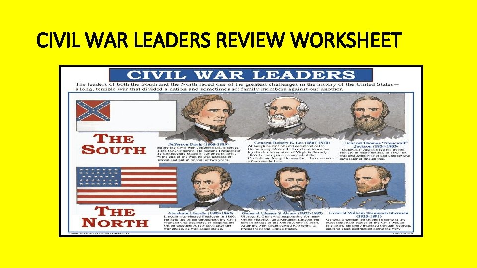CIVIL WAR LEADERS REVIEW WORKSHEET 