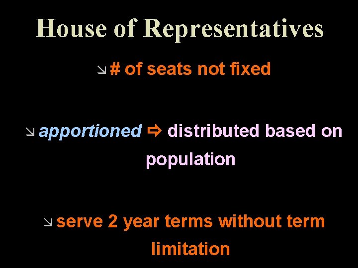 House of Representatives æ# of seats not fixed æ apportioned distributed based on population