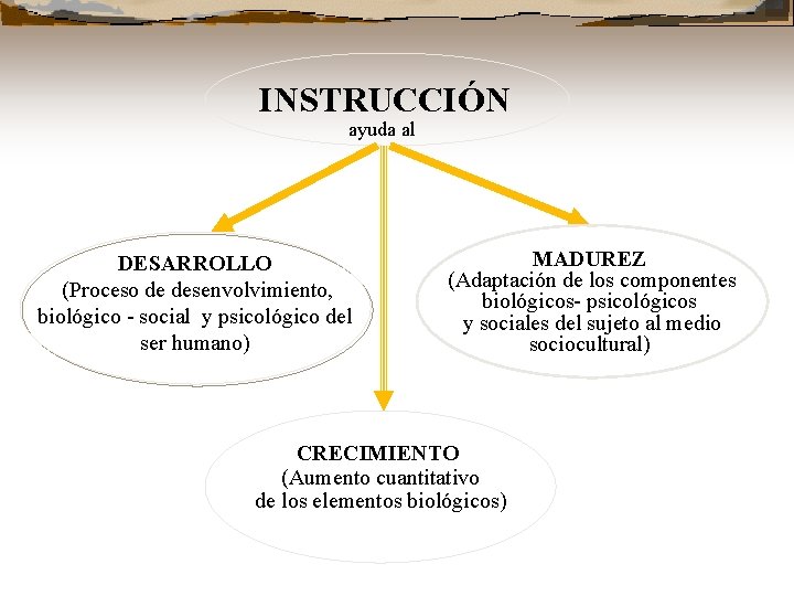 INSTRUCCIÓN ayuda al DESARROLLO (Proceso de desenvolvimiento, biológico - social y psicológico del ser