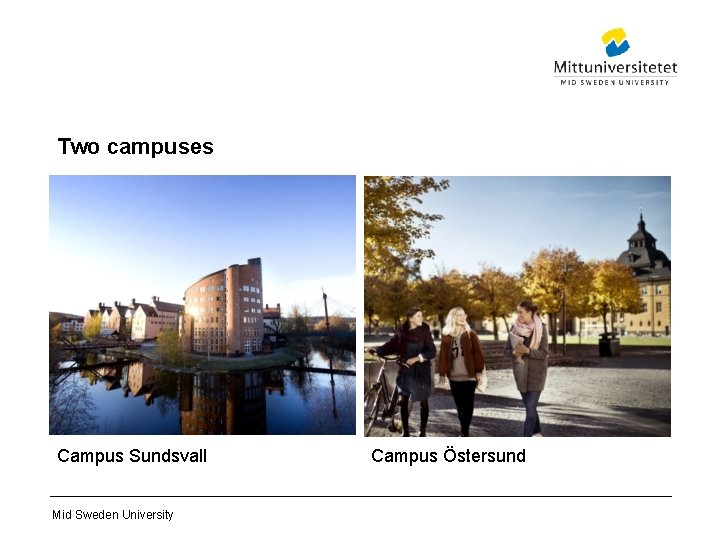 Two campuses Campus Sundsvall Mid Sweden University Campus Östersund 