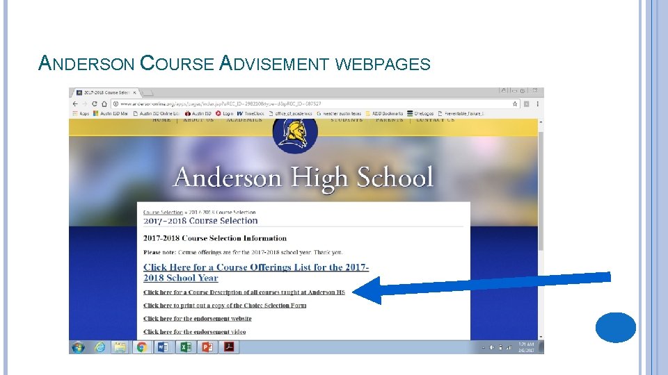 ANDERSON COURSE ADVISEMENT WEBPAGES 