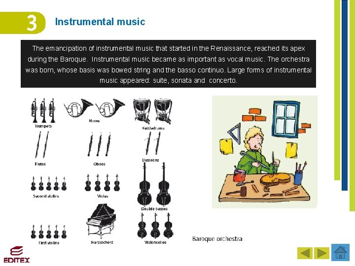 Instrumental music The emancipation of instrumental music that started in the Renaissance, reached its