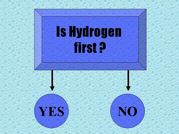 Is Hydrogen first ? YES NO 