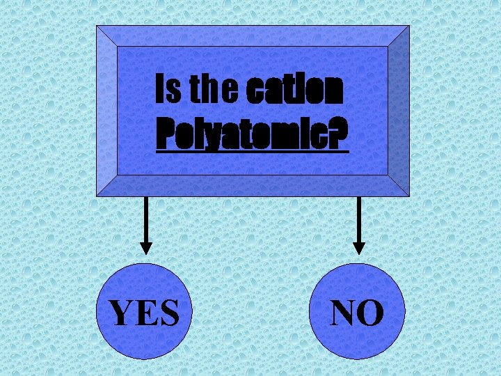Is the cation Polyatomic? YES NO 