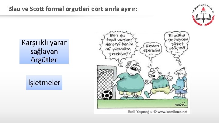 Blau ve Scott formal örgütleri dört sınıfa ayırır: Karşılıklı yarar sağlayan örgütler İşletmeler 