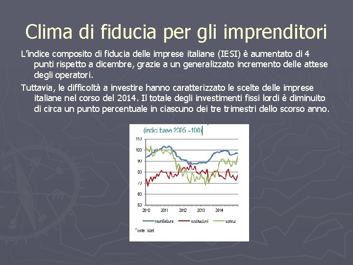 Clima di fiducia per gli imprenditori L’indice composito di fiducia delle imprese italiane (IESI)