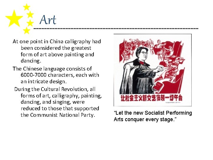 Art At one point in China calligraphy had been considered the greatest form of