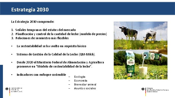 Estrategia 2030 La Estrategia 2030 comprende: 1. Señales tempranas del estatus del mercado 2.