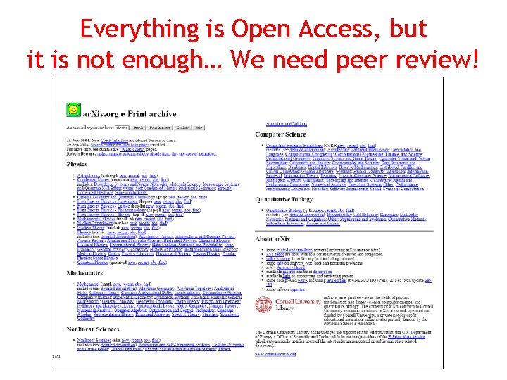 Everything is Open Access, but it is not enough… We need peer review! 