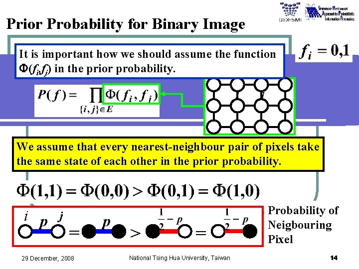 Prior Probability for Binary Image It is important how we should assume the function