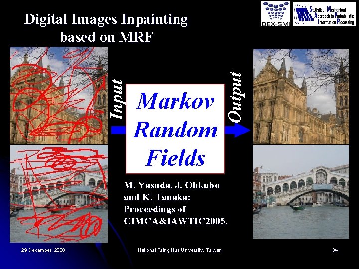 Markov Random Fields Output Input Digital Images Inpainting based on MRF M. Yasuda, J.