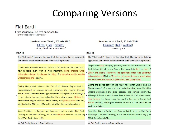 Comparing Versions Comparing Versions