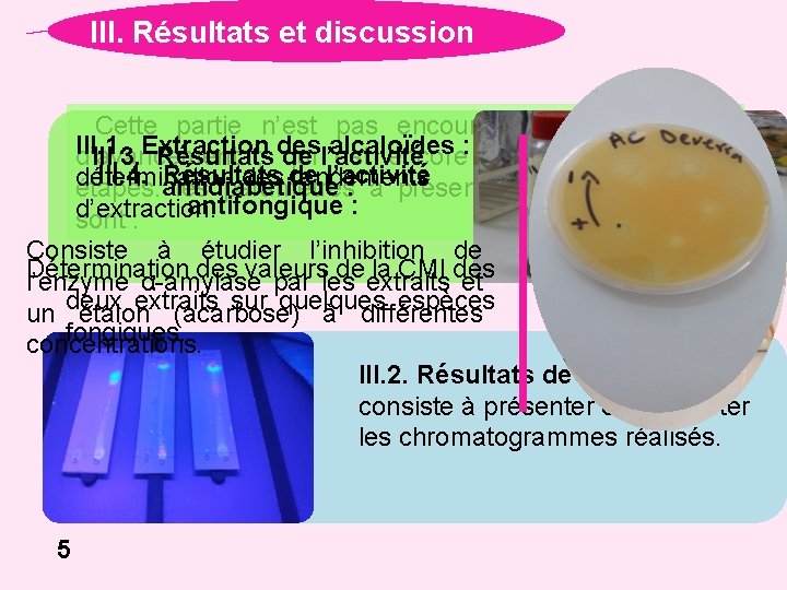 III. Résultats et discussion Cette partie n’est pas encours élucidée vu l’état III. 1.