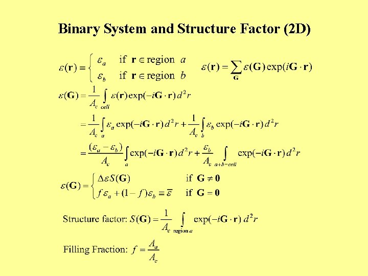 Binary System and Structure Factor (2 D) 