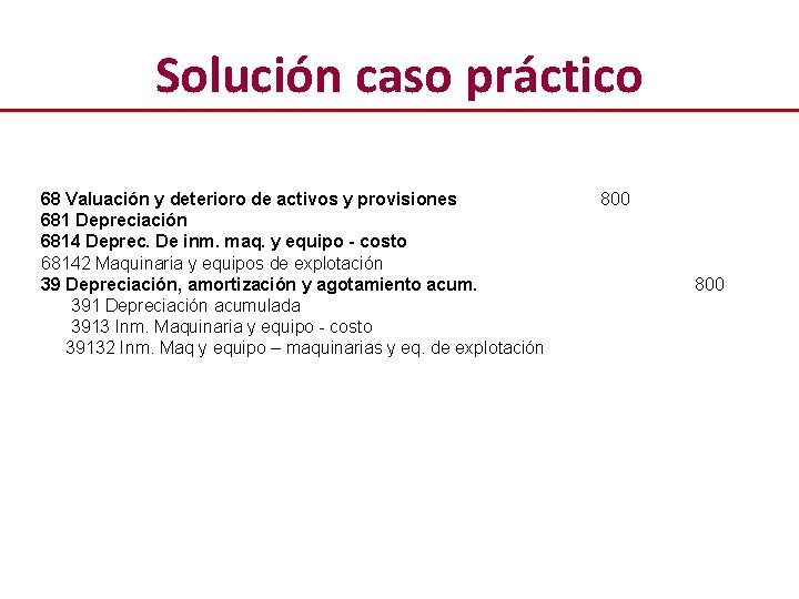 Solución caso práctico 68 Valuación y deterioro de activos y provisiones 681 Depreciación 6814