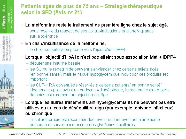 Patients âgés de plus de 75 ans – Stratégie thérapeutique selon la SFD (Avis