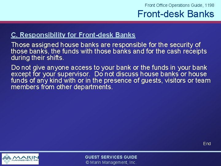 Front Office Operations Guide 1197 Frontdesk Bucket Checks