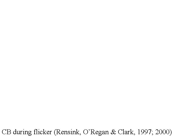 CB during flicker (Rensink, O’Regan & Clark, 1997; 2000) 