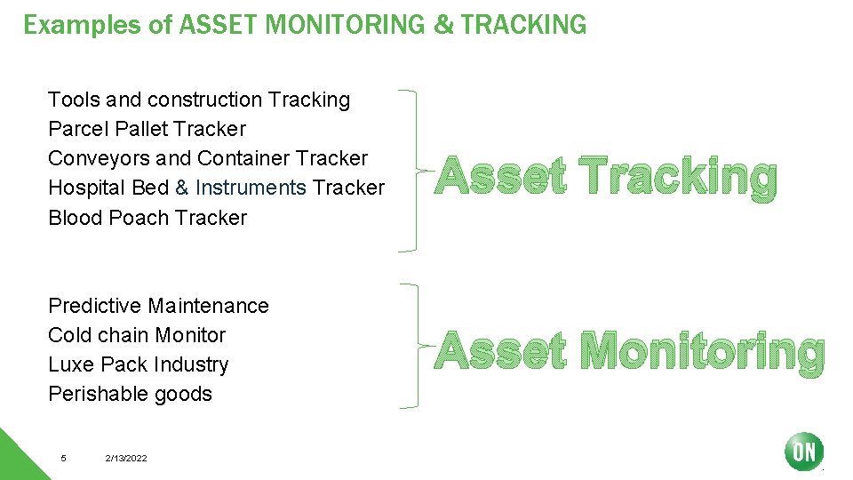 Examples of ASSET MONITORING & TRACKING Tools and construction Tracking Parcel Pallet Tracker Conveyors