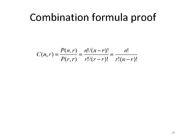 Combination formula proof 28 