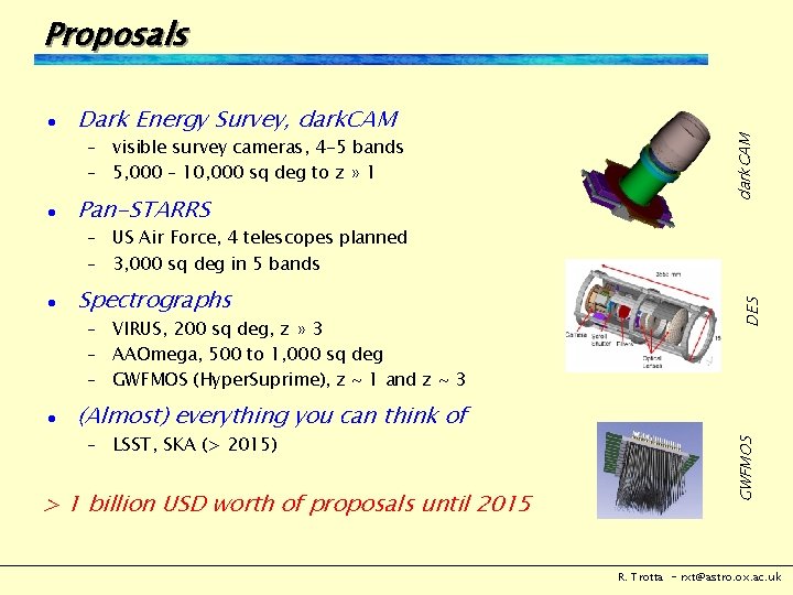 l Dark Energy Survey, dark. CAM visible survey cameras, 4 -5 bands – 5,