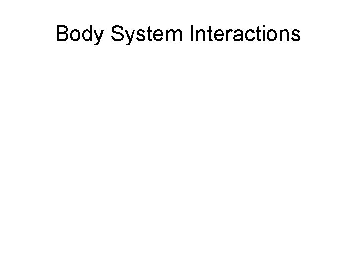 Body System Interactions 