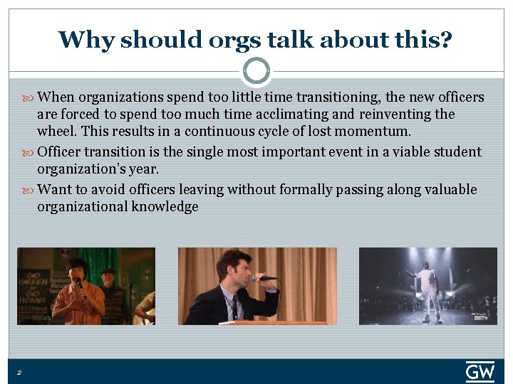 Why should orgs talk about this? When organizations spend too little time transitioning, the