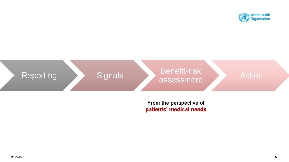 Reporting Signals Benefit-risk assessment Action From the perspective of patients’ medical needs 2/13/2022 12