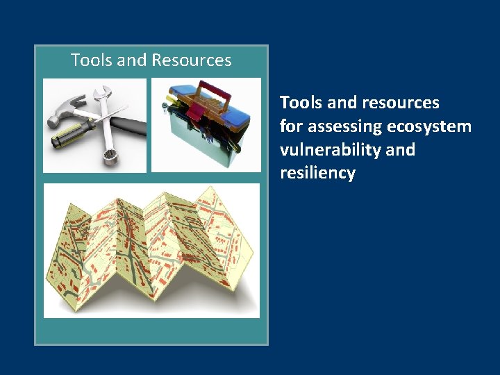 Tools and Resources Tools and resources for assessing ecosystem vulnerability and resiliency 