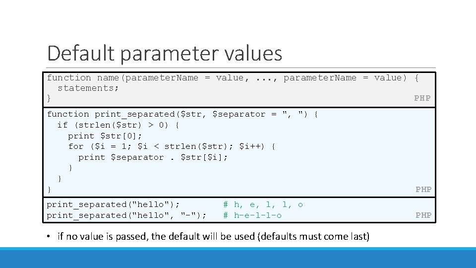 Default parameter values function name(parameter. Name = value, . . . , parameter. Name Default parameter values function name(parameter. Name = value, . . . , parameter. Name