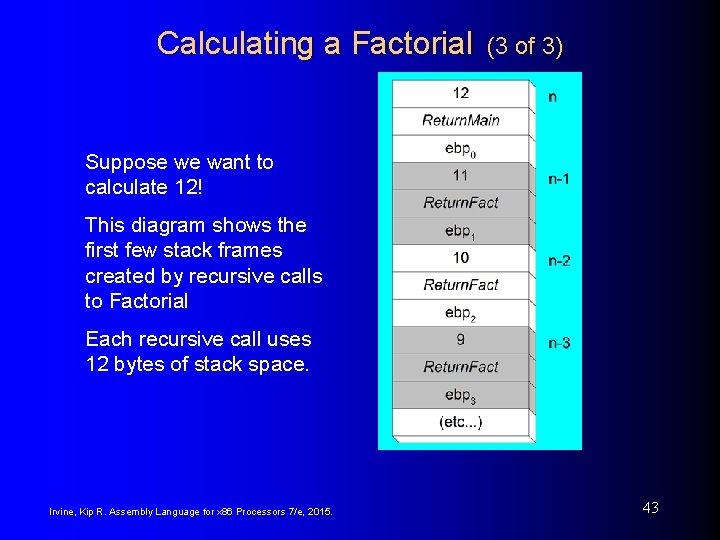 Calculating a Factorial (3 of 3) Suppose we want to calculate 12! This diagram Calculating a Factorial (3 of 3) Suppose we want to calculate 12! This diagram
