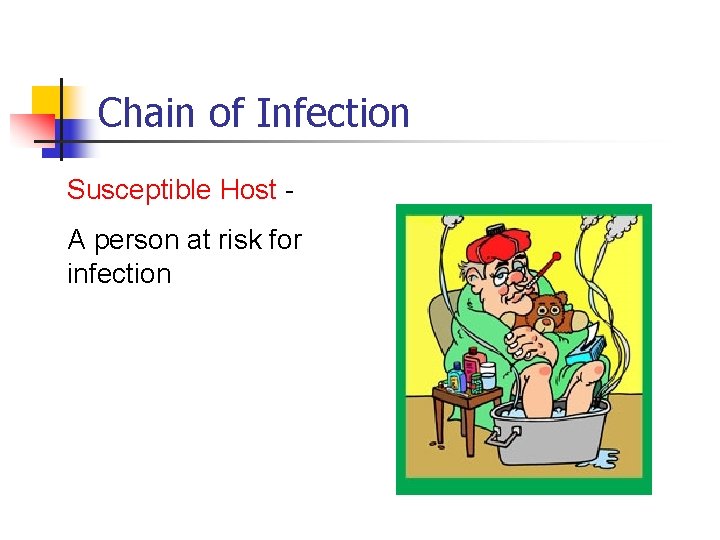 Chain of Infection Susceptible Host A person at risk for infection 