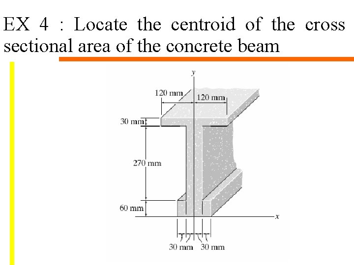 EX 4 : Locate the centroid of the cross sectional area of the concrete