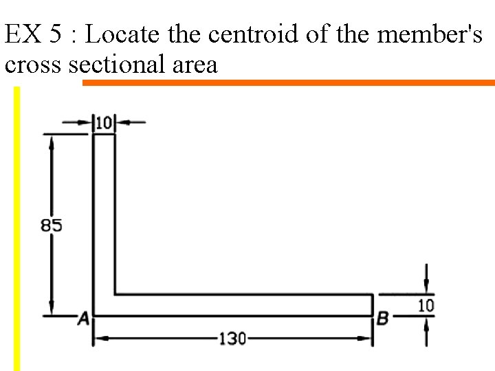 EX 5 : Locate the centroid of the member's cross sectional area 