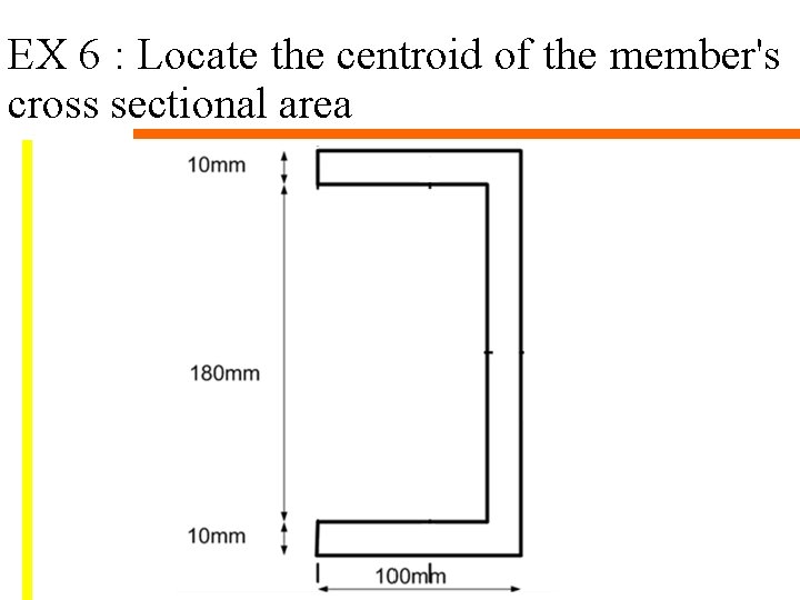EX 6 : Locate the centroid of the member's cross sectional area 