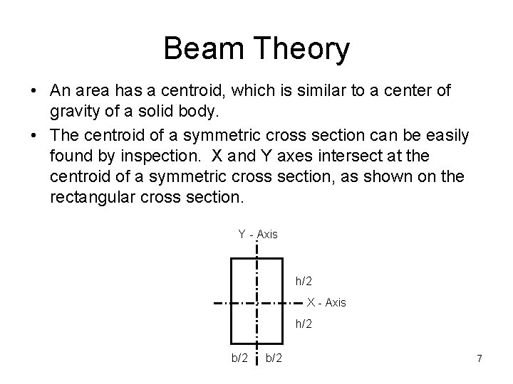 Beam Theory • An area has a centroid, which is similar to a center