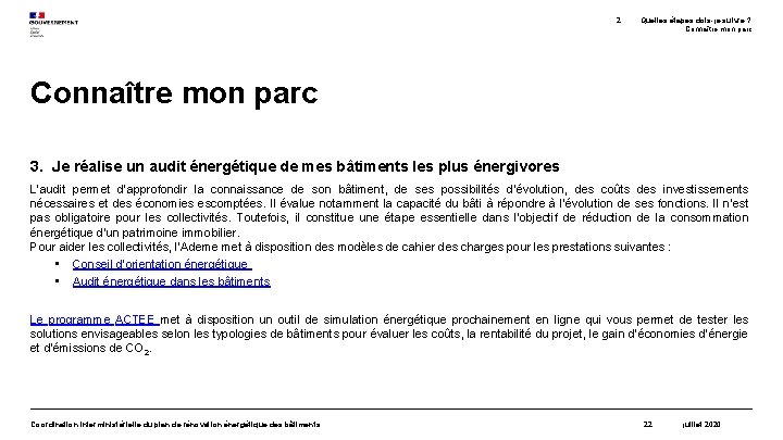 2. Quelles étapes dois-je suivre ? Connaître mon parc 3. Je réalise un audit