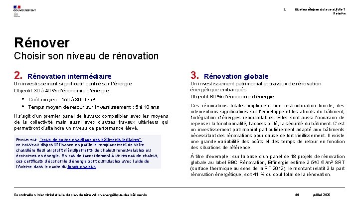 2. Quelles étapes dois-je suivre ? Rénover Choisir son niveau de rénovation 2. Rénovation