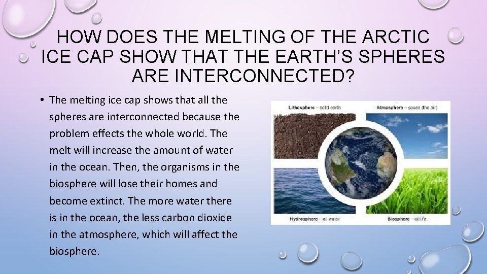 HOW DOES THE MELTING OF THE ARCTIC ICE CAP SHOW THAT THE EARTH’S SPHERES