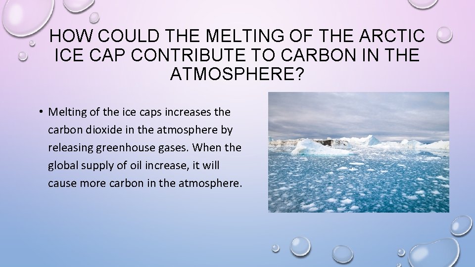 HOW COULD THE MELTING OF THE ARCTIC ICE CAP CONTRIBUTE TO CARBON IN THE