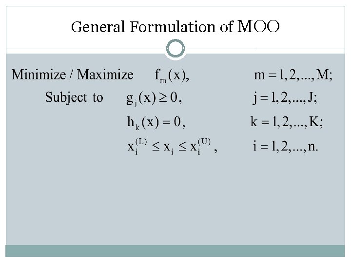 General Formulation of MOO 