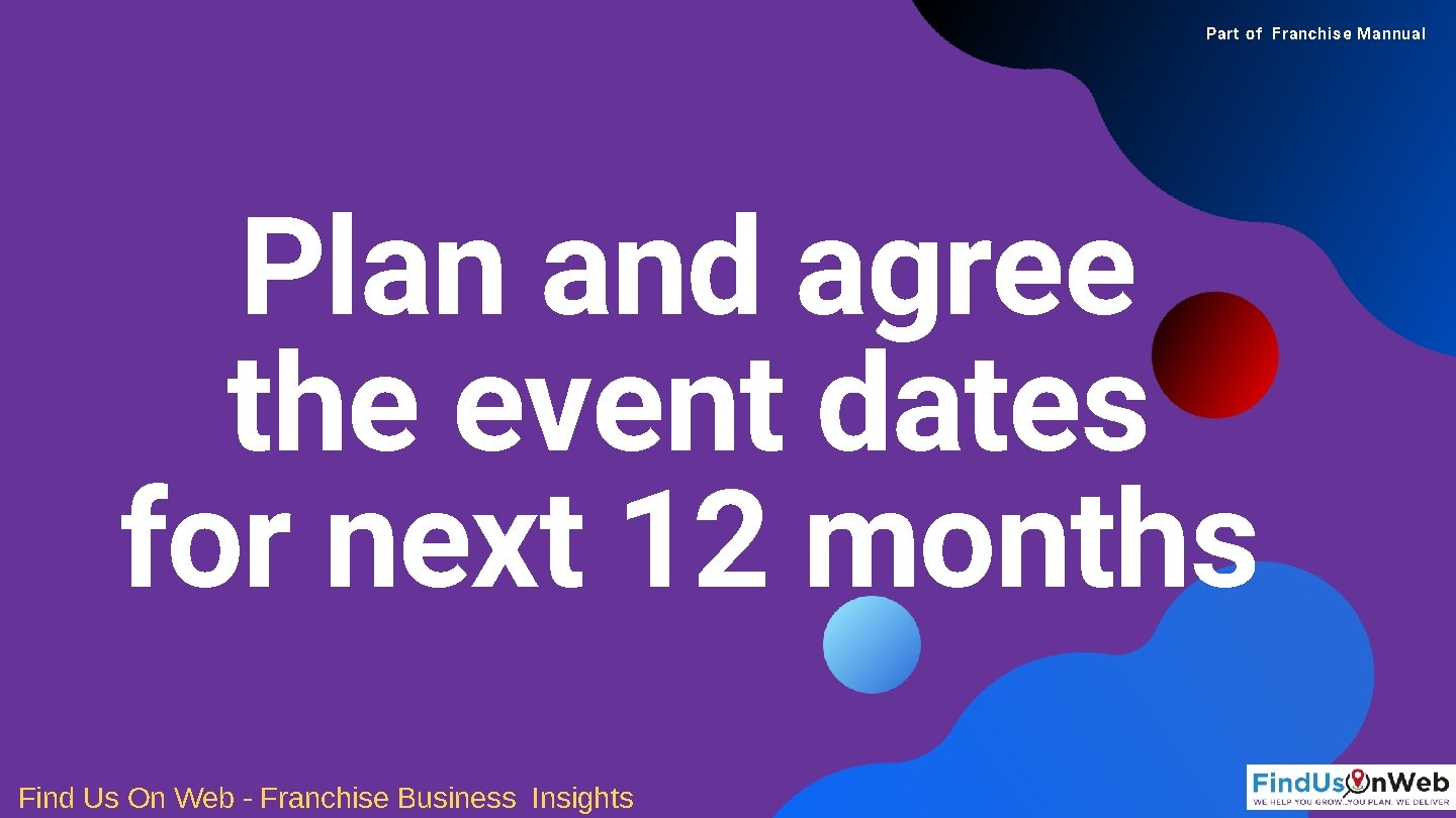 Part of Franchise Mannual Plan and agree the event dates for next 12 months