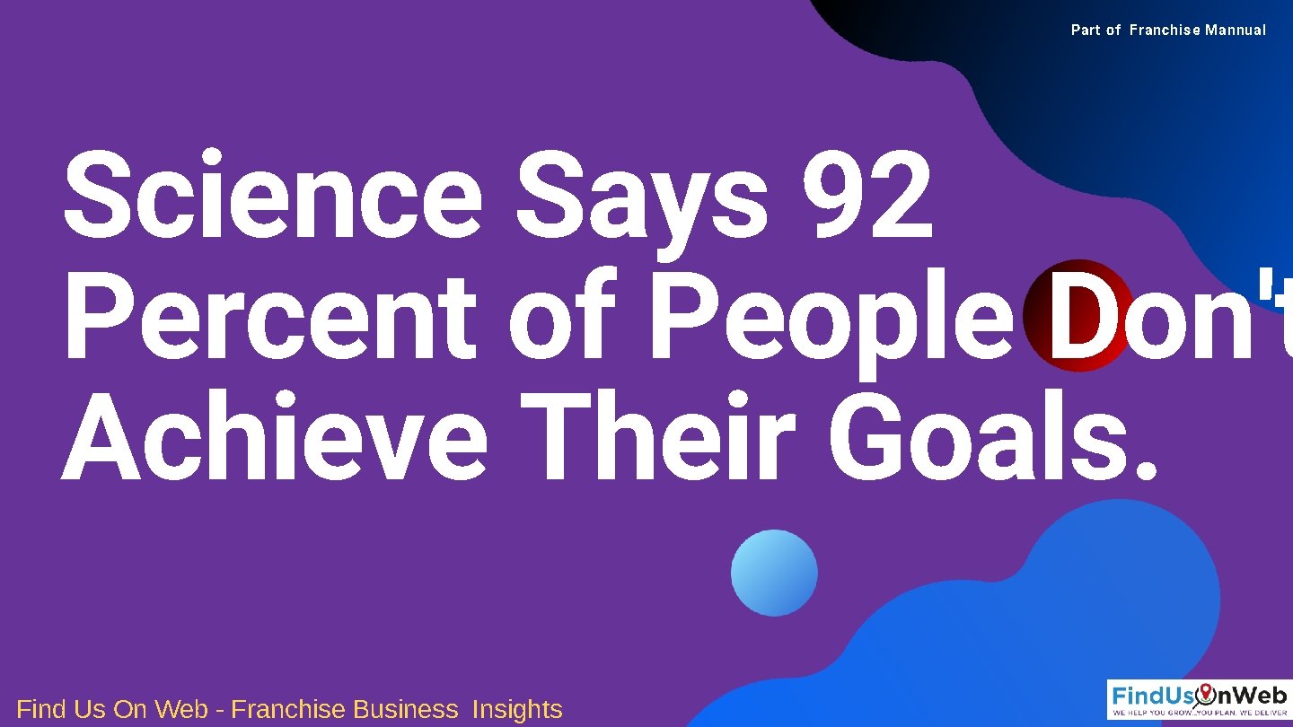 Part of Franchise Mannual Science Says 92 Percent of People Don't Achieve Their Goals.