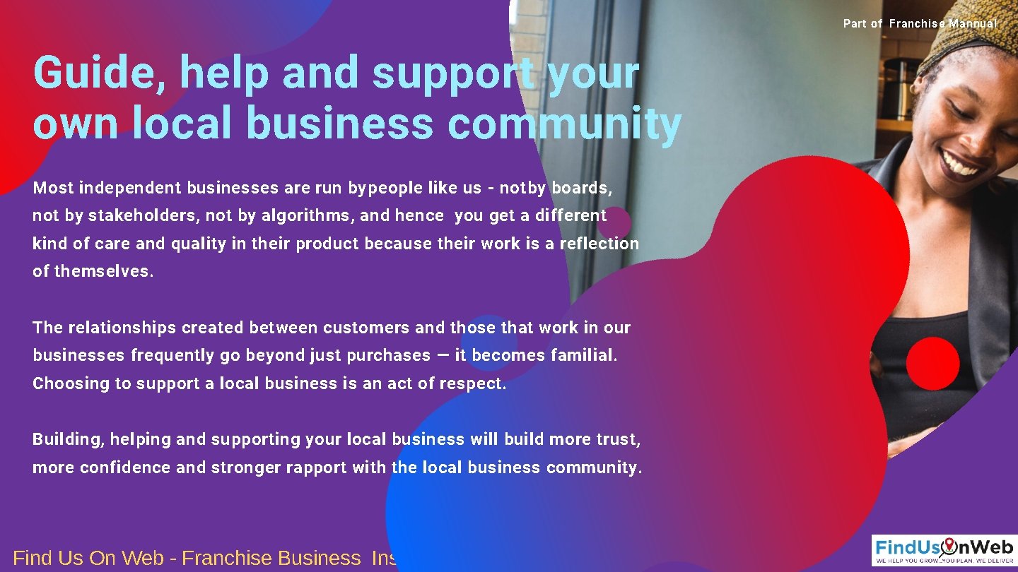 Part of Franchise Mannual Guide, help and support your own local business community Most