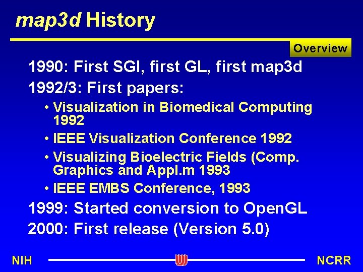 map 3 d History Overview 1990: First SGI, first GL, first map 3 d