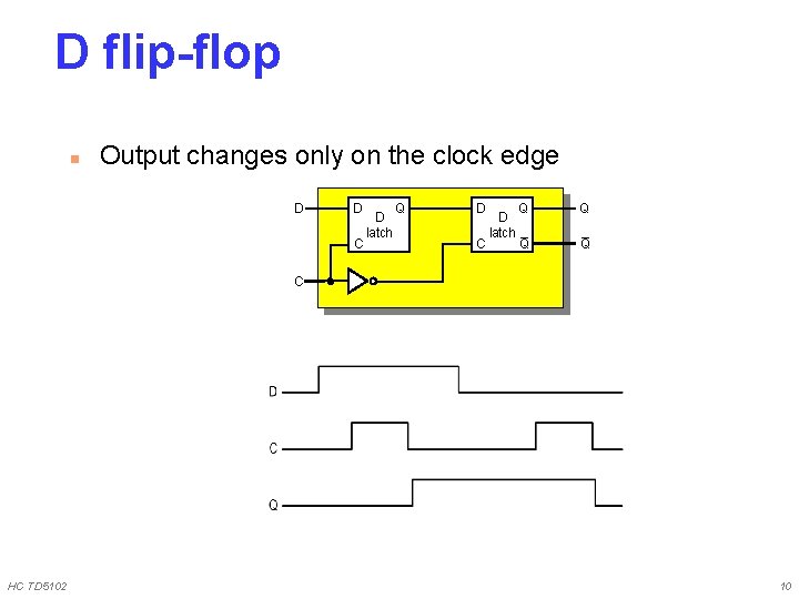 D flip-flop n Output changes only on the clock edge D D C D