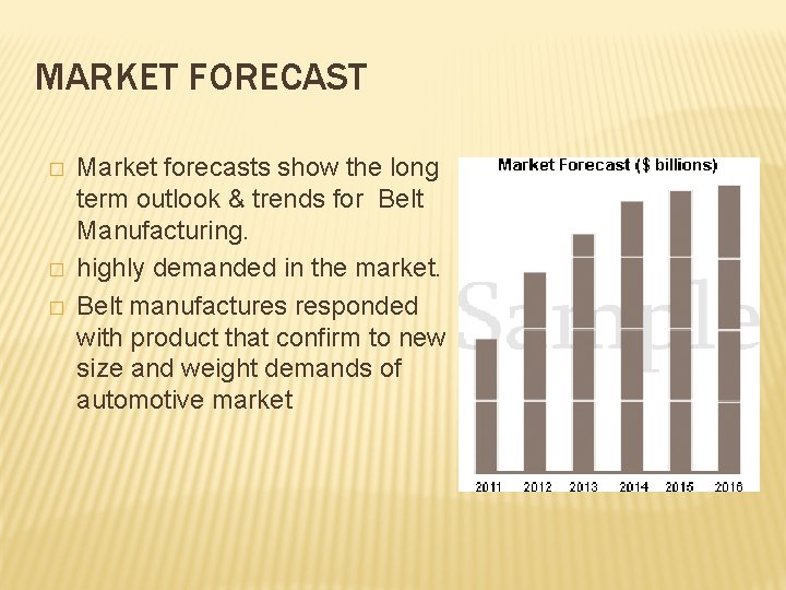 MARKET FORECAST � � � Market forecasts show the long term outlook & trends
